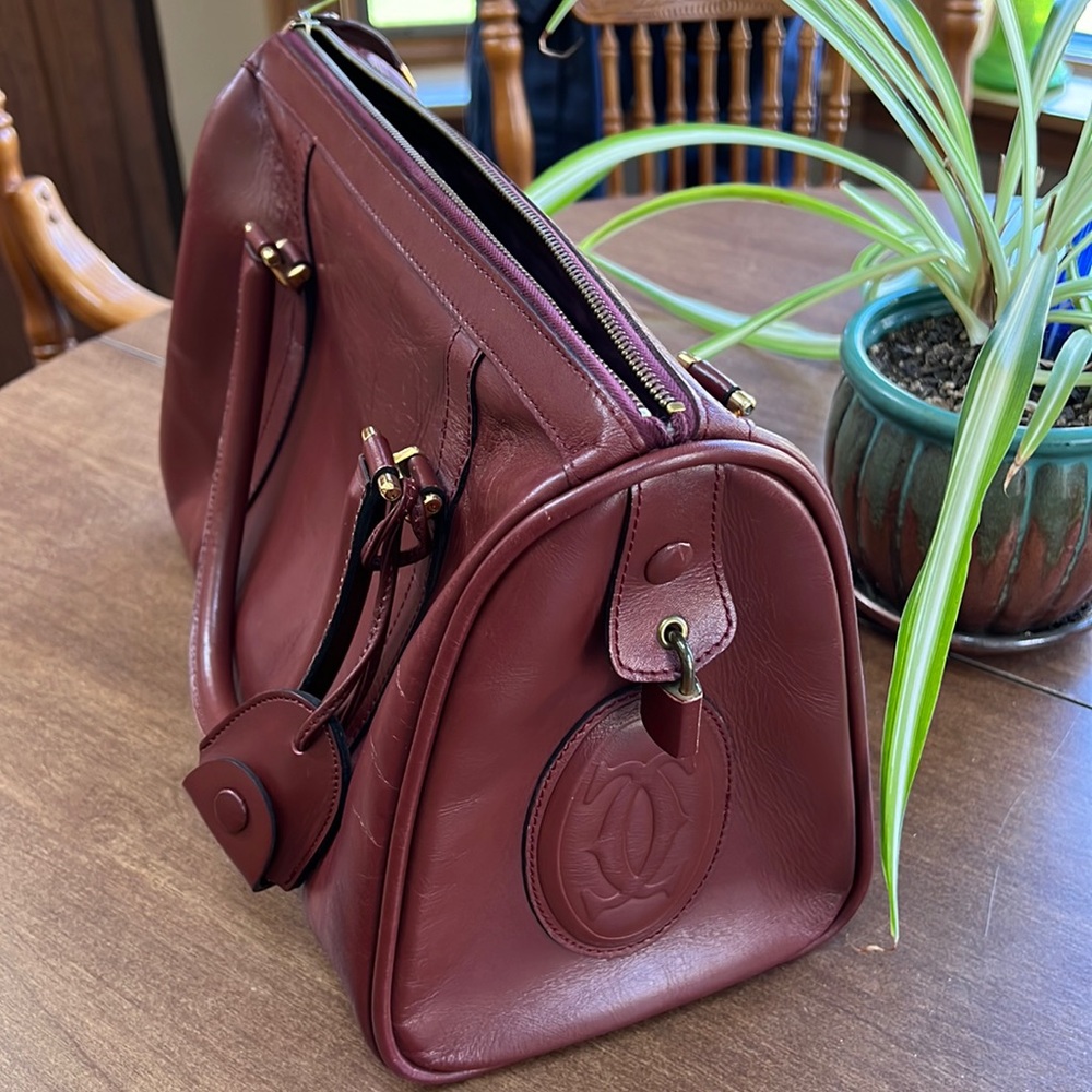 Cartier burgundy calfskin leather bag